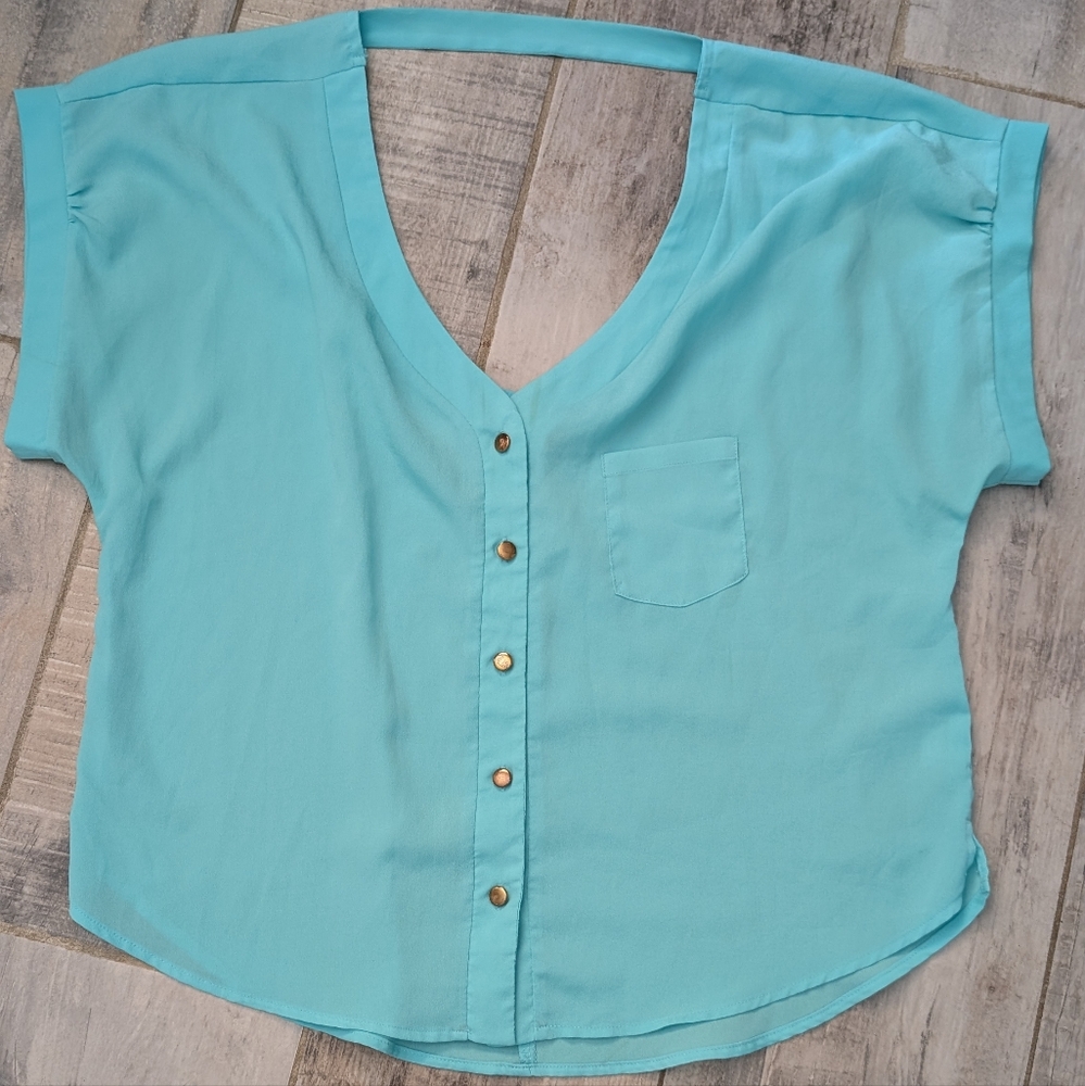 Charlotte Russe Turquoise Button-Down Shirt